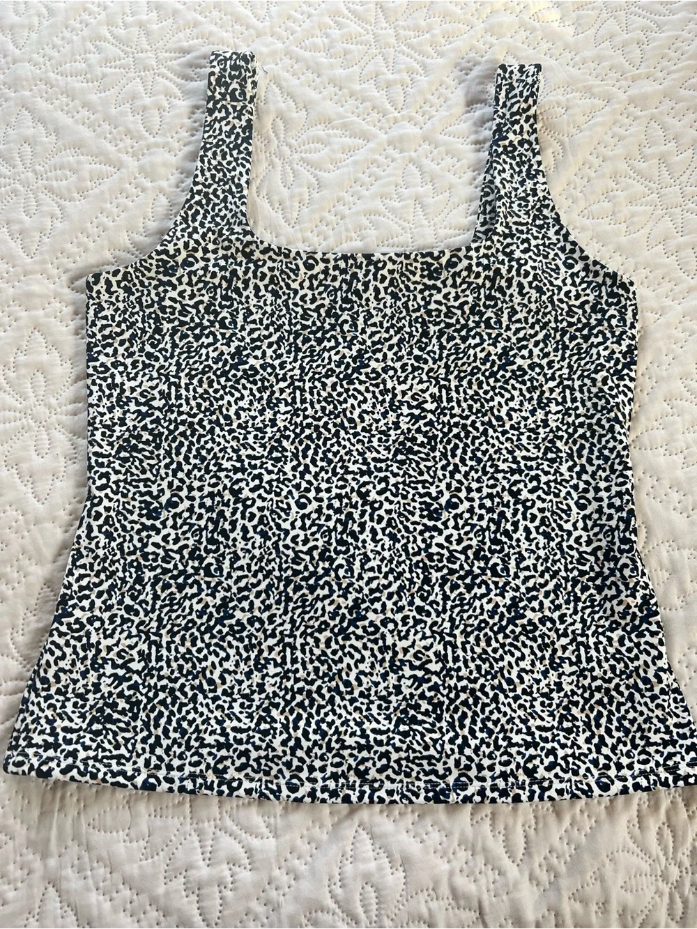 Express Black & White Square Neck Leopard Tank